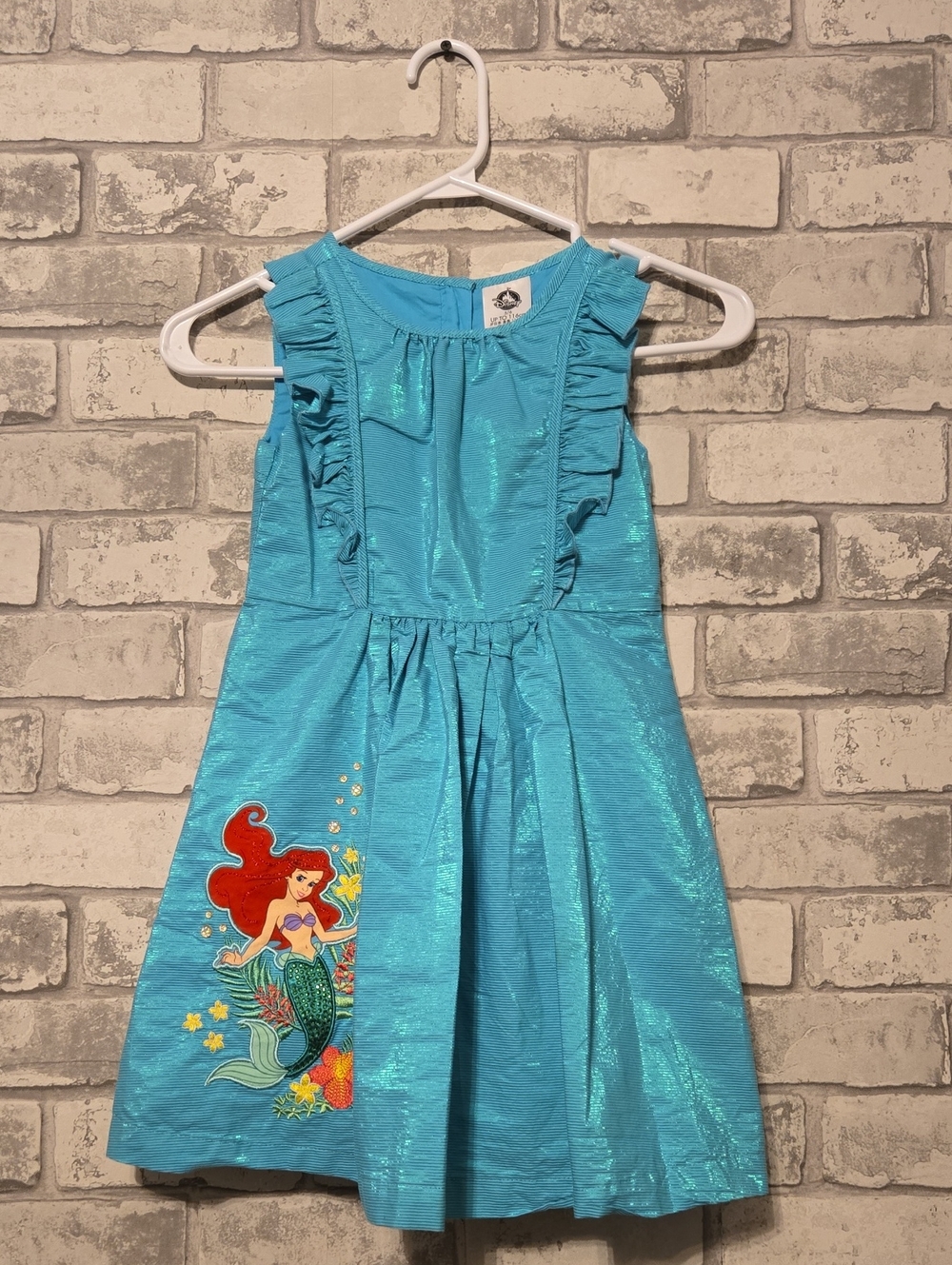 Disney Embroidered Aqua Blue Ariel Ruffle Dress